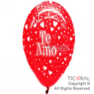 GLOBO SEMPERTEX R12 INF CRISTAL ROJO TE AMO x 10